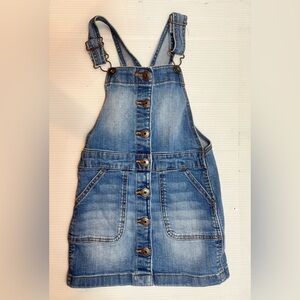 Oshkosh Bgosh Girls Size 4 Denim Overall Jumper Dress Blue Button Down Pockets